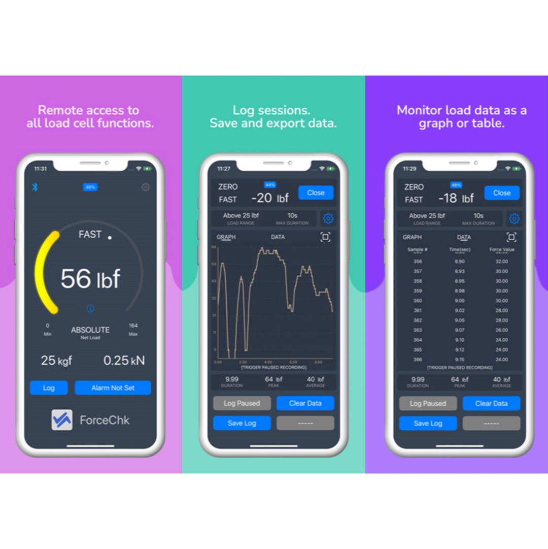 FORCE CHK DIGITAL LOADCELL FOR IPHONE IOS VIA BLUETOOTH 30KN 6600LBS