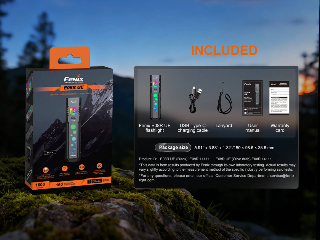 Fenix E08R UE Multi-Light EDC Flashlight With Red Light &amp; Green Laser